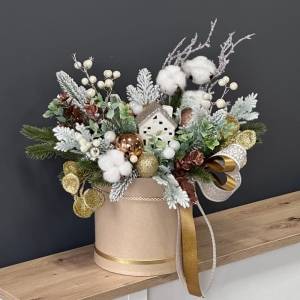 Flower box zima święta kompozycja w pudełku