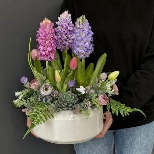 Kompozycja tulipany silikon hiacynty fiolet Eva L