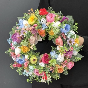 Wianek wiosna wielkanoc Laura kolorowy mix kolorów 35cm