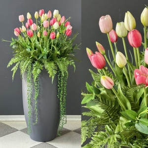 Kompozycja tulipany silikon donica gray Andrea 