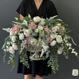 Kwiatowa kompozycja kielich Armonia silver light pink XL