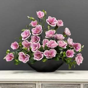 Magnolia magnolie silikon kompozycja kwiaty sztuczne róż premium Villa black