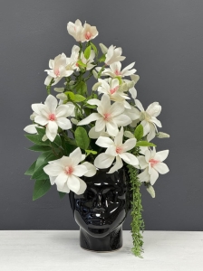Magnolia magnolie silikon kompozycja kwiaty sztuczne krem Head 