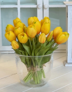 Tulipan tulipany silikon premium 26cm bukiet 5szt. żółto-pomarańczowe 