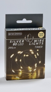 Światełka na druciku girlanda ciepłe 80 LED 4m na baterie