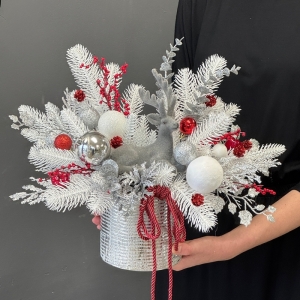 Kompozycja świąteczna zimowa z reniferem stroik Winter Soul