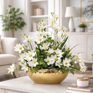 Magnolia biała magnolie silikon kompozycja kwiatowa Zaria gold