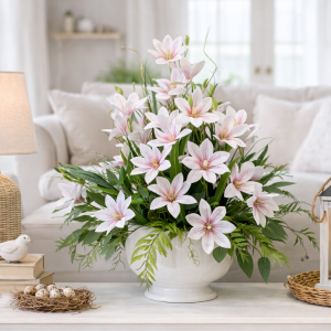 Magnolia biała magnolie silikon kompozycja kwiatowa Marocco pink