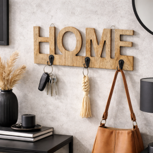Wieszak napis HOME drewno 