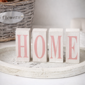 Napis dekoracja Home drewno klocki