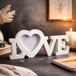 Napis foto serce Love retro biały