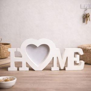 Napis foto serce Home retro biały