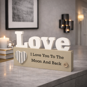 Tabliczka drewno love serce napis