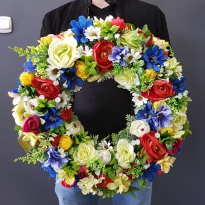 Wianek na drzwi kominek dekoracja na płytę Flora 45cm