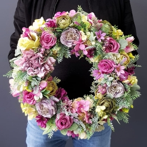 Wianek na drzwi kominek dekoracja na płytę Flora 45cm